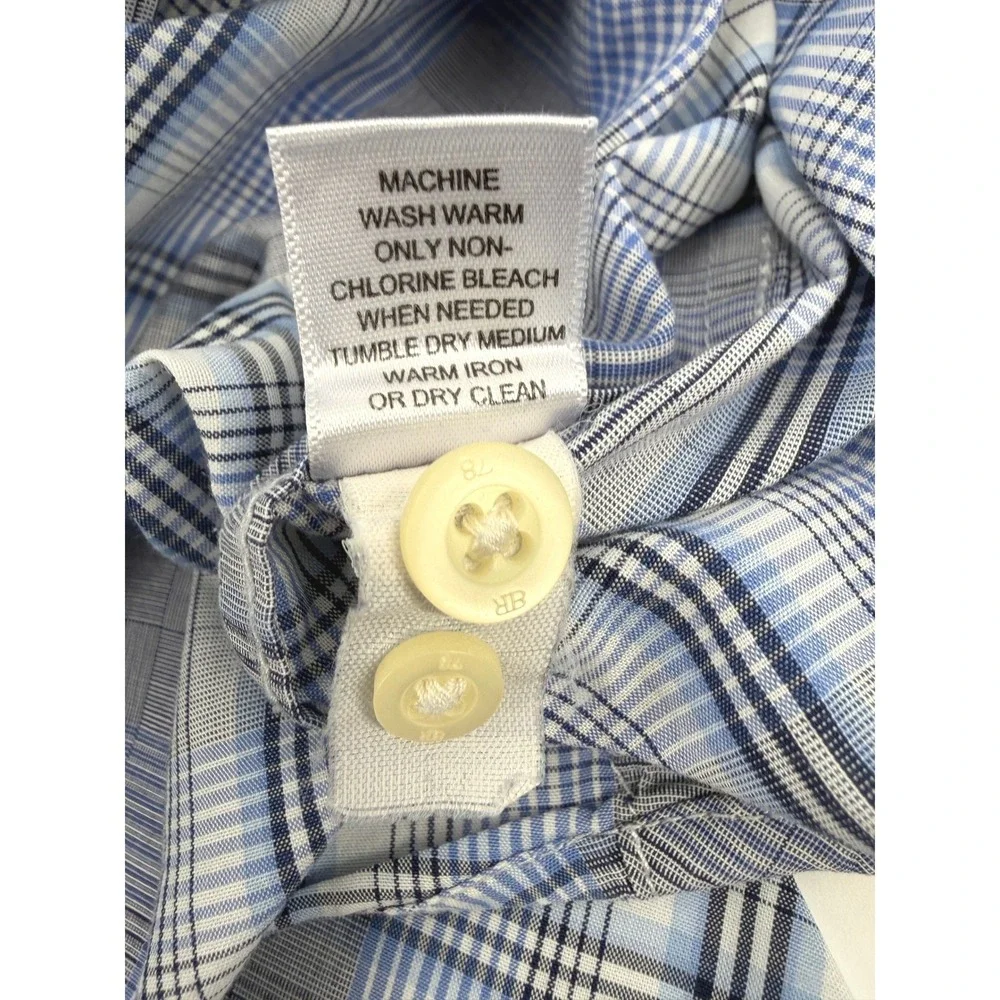Banana Republic Slim Fit Blue Plaid Shirt Men XL Cotton Button Preppy Casual EUC